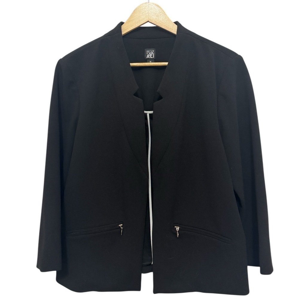 Roz & Ali Black Suit Jacket Open Size M - Picture 3 of 9